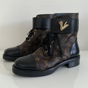 Louis Vuitton logo boots